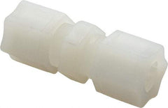 Made in USA - 1/2" Tube OD, Kynar Plastic Compression Tube Union - 275°F Max, Plastic Grip - Apex Tool & Supply