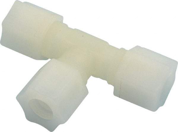 Made in USA - 1/2" Tube OD, Kynar Plastic Compression Tube Union Tee - 275°F Max, Plastic Grip - Apex Tool & Supply