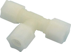 Made in USA - 1/2" Tube OD, Kynar Plastic Compression Tube Union Tee - 275°F Max, Plastic Grip - Apex Tool & Supply
