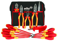 13 Piece - Insulated Tool Set with Pliers; Cutters; Xeno; Square; Slotted & Phillips Screwdrivers in Tool Box - Apex Tool & Supply