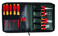 10 Piece - Insulated Pliers; Cutters; Wire Stripper; Slotted & Phillips Screwdrivers in Zipper Case - Apex Tool & Supply