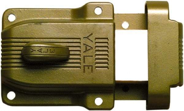 Yale - 1-1/8 to 2-1/4" Door Thickness, Brass Lacquer Finish, 112-1/4F Rimlock Deadbolt - Rim Cylinder - Apex Tool & Supply