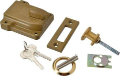Yale - 1-1/8 to 2-1/4" Door Thickness, Brass Lacquer Finish, 112F Rimlock Deadbolt - Rim Cylinder - Apex Tool & Supply