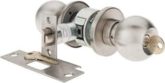 Yale - 1-3/8" Door Thickness, Stainless Steel Storeroom Knob Lockset - 2-3/4" Back Set, 2 Cylinder - Apex Tool & Supply