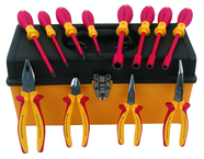 12 Piece - Insulated Pliers; Cutters; Slotted & Phillips Screwdrivers; Nut Drivers in Tool Box - Apex Tool & Supply