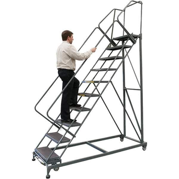Ballymore - 83" 5 Step Stairway Slope Ladder - 50° Incline, 600 Lb Capacity, 50" Platform Height, 32" Base Width x 50" Base Depth, Expanded Metal Tread - Apex Tool & Supply