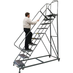 Ballymore - 83" 5 Step Stairway Slope Ladder - 50° Incline, 600 Lb Capacity, 50" Platform Height, 32" Base Width x 50" Base Depth, Expanded Metal Tread - Apex Tool & Supply