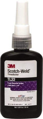 3M - 50 mL Bottle, Purple, Low Strength Liquid Threadlocker - Series TL22, 24 hr Full Cure Time, Hand Tool Removal - Apex Tool & Supply