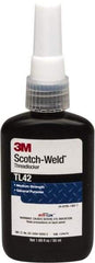 3M - 50 mL Bottle, Blue, Medium Strength Liquid Threadlocker - Series TL42, 24 hr Full Cure Time, Hand Tool Removal - Apex Tool & Supply