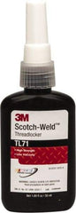 3M - 50 mL Bottle, Red, High Strength Liquid Threadlocker - Series TL71, 24 hr Full Cure Time, Hand Tool, Heat Removal - Apex Tool & Supply