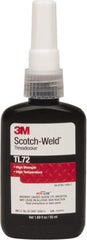 3M - 50 mL Bottle, Red, High Strength Liquid Threadlocker - Series TL72, 24 hr Full Cure Time, Hand Tool, Heat Removal - Apex Tool & Supply