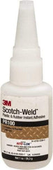 3M - 1 oz Bottle Clear Instant Adhesive - Series PR100, 10 to 30 sec Working Time, 24 hr Full Cure Time, Bonds to Cardboard, Ceramic, Fabric, Fiberglass, Foam, Glass, Leather, Metal, Paper, Plastic, Rubber, Vinyl & Wood - Apex Tool & Supply