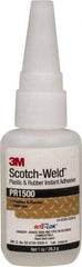 3M - 1 oz Bottle Clear Instant Adhesive - Series PR1500, 20 to 100 sec Working Time, 24 hr Full Cure Time, Bonds to Cardboard, Ceramic, Fabric, Fiberglass, Foam, Glass, Leather, Metal, Paper, Plastic, Rubber, Vinyl & Wood - Apex Tool & Supply