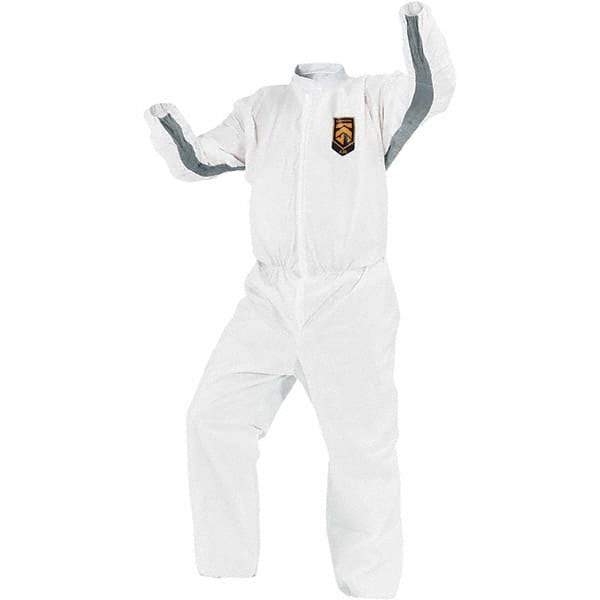 KleenGuard - Size 4XL SMS General Purpose Coveralls - White, Zipper Closure, Elastic Cuffs, with Boots, Serged Seams - Apex Tool & Supply