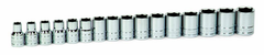 16 Piece - 1/2" Drive - Shallow 6 Point Socket Set on Clip Rail Metric - Apex Tool & Supply