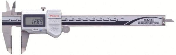Mitutoyo - 0 to 150mm Range, 0.01mm Resolution, IP67 Electronic Caliper - Stainless Steel with 40mm Stainless Steel Jaws, 0.05mm Accuracy, SPC Output - Apex Tool & Supply