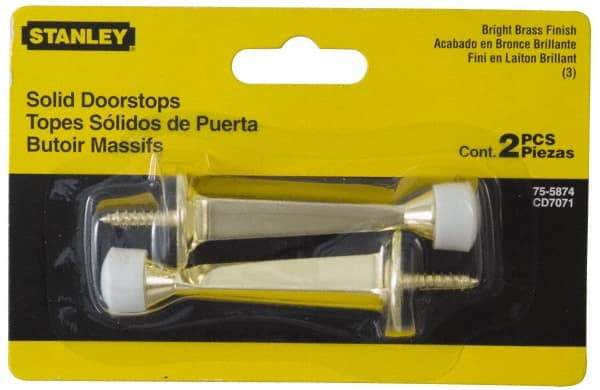 Stanley - 3" Projection Solid Door Stop - Wall Mount, Antique Brass Finish - Apex Tool & Supply