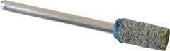 Standard Abrasives - 1/4" Head Diam x 1/2" Thickness, W163, Cylinder End, Aluminum Oxide Mounted Point - Blue, 60,000 RPM - Apex Tool & Supply