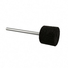 Standard Abrasives - 1/2" Head Diam x 1/2" Thickness, W185, Cylinder End, Aluminum Oxide Mounted Point - Black, Fine Grade, 34,500 RPM - Apex Tool & Supply