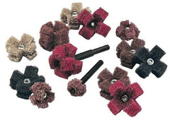 Standard Abrasives - 3" Diam Medium Density Cross Buff - 2 Plys, 1/4-20 Thread, Coarse Grade, 8,000 Max RPM - Apex Tool & Supply
