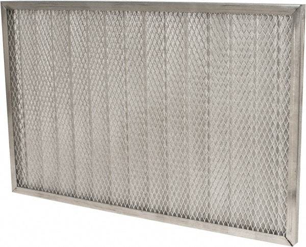 Made in USA - 16" Noml Height x 25" Noml Width x 1" Noml Depth, 71% Capture Efficiency, Permanent Air Filter - MERV 7, Aluminum Cloth & Mesh, Integrated Aluminum Frame, 300 Max FPM, 640 CFM, For Any Unit - Apex Tool & Supply