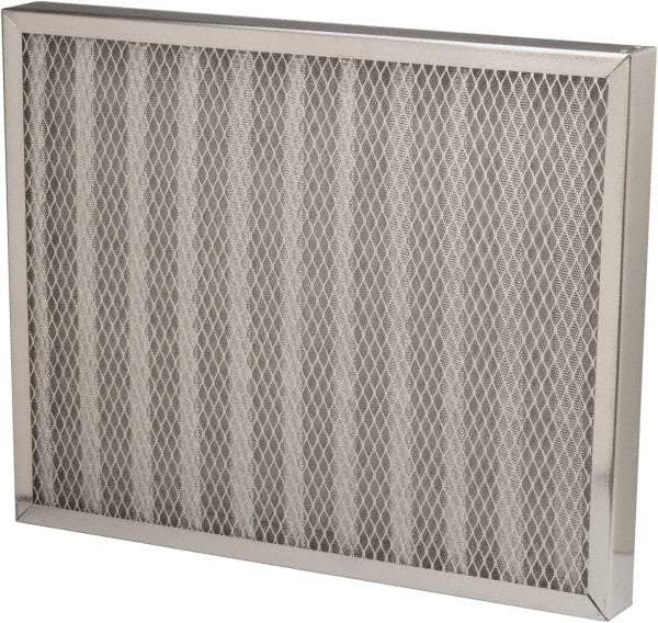 Made in USA - 16" Noml Height x 20" Noml Width x 2" Noml Depth, 76% Capture Efficiency, Permanent Air Filter - MERV 7, Aluminum Cloth & Mesh, Integrated Aluminum Frame, 300 Max FPM, 1,000 CFM, For Any Unit - Apex Tool & Supply
