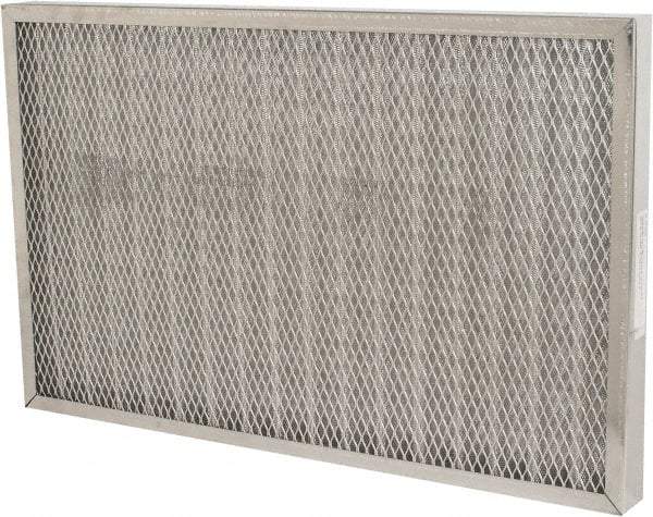 Made in USA - 16" Noml Height x 25" Noml Width x 2" Noml Depth, 76% Capture Efficiency, Permanent Air Filter - MERV 7, Aluminum Cloth & Mesh, Integrated Aluminum Frame, 300 Max FPM, 640 CFM, For Any Unit - Apex Tool & Supply