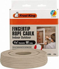 Frost King - 90' Long, Rope Caulk Weatherstripping - Gray - Apex Tool & Supply