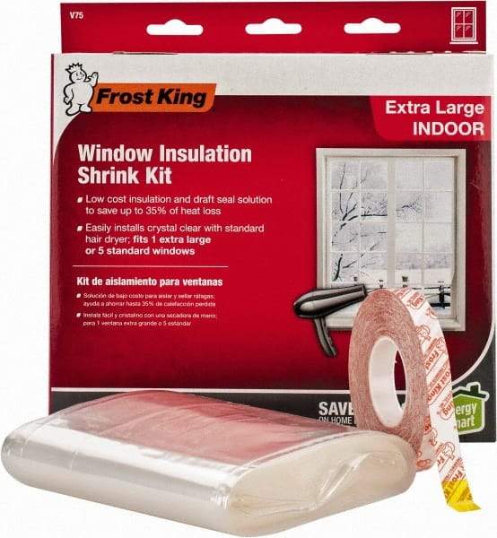 Frost King - 210" Long x 62" Wide, Indoor Shrink Film and Tape Weather Kit Weatherstripping - Clear Plastic - Apex Tool & Supply