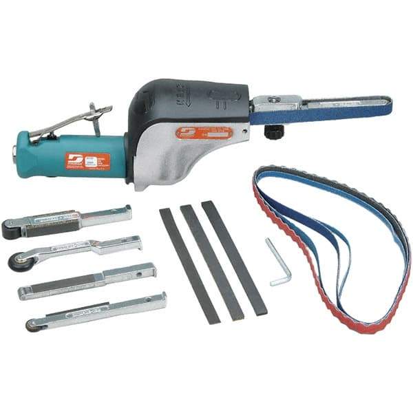 Dynabrade - 1/8 to 1/2 x 24 Inch, 20,000 RPM Air Belt Sander - 0.5 Hp, 1/4 NPT Inlet, 31 CFM Air Consumption, 5,800 FPM Speed - Apex Tool & Supply