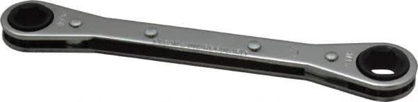 Lang - 3/8" x 7/16" 6 Point Ratcheting Box Wrench - Double End, 5-1/2" OAL, Steel - Apex Tool & Supply
