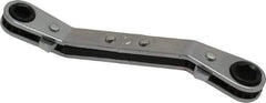 Lang - 1/4" x 5/16" 6 Point Reversible Ratcheting Offset Box Wrench - Double End, 4-1/4" OAL, Steel, 25° Offset - Apex Tool & Supply