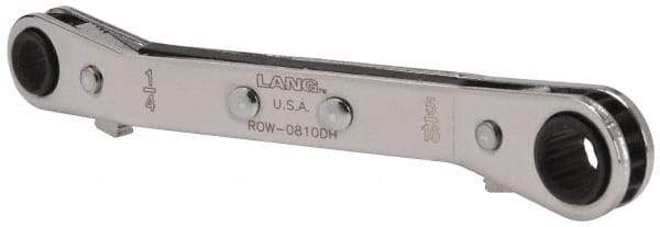 Lang - 1/4" x 5/16" 12 Point Reversible Ratcheting Offset Box Wrench - Double End, 4-1/4" OAL, Steel, 25° Offset - Apex Tool & Supply