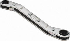 Lang - 5/16" x 11/32" 12 Point Reversible Ratcheting Offset Box Wrench - Double End, 4-1/4" OAL, Steel, 25° Offset - Apex Tool & Supply