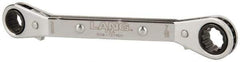 Lang - 3/8" x 7/16" 12 Point Reversible Ratcheting Offset Box Wrench - Double End, 5-7/16" OAL, Steel, 25° Offset - Apex Tool & Supply