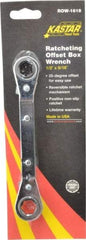 Lang - 1/2" x 9/16" 6 Point Reversible Ratcheting Offset Box Wrench - Double End, 6-3/4" OAL, Steel, 25° Offset - Apex Tool & Supply