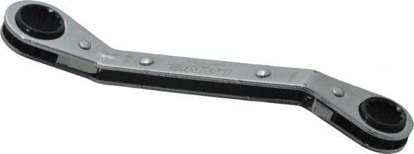 Lang - 1/2" x 9/16" 12 Point Reversible Ratcheting Offset Box Wrench - Double End, 6-3/4" OAL, Steel, 25° Offset - Apex Tool & Supply