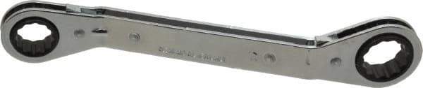 Lang - 5/8" x 3/4" 12 Point Reversible Ratcheting Offset Box Wrench - Double End, 8" OAL, Steel, 25° Offset - Apex Tool & Supply