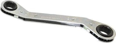 Lang - 15mm x 17mm 12 Point Reversible Ratcheting Offset Box Wrench - 8" OAL, Steel, 25° Offset - Apex Tool & Supply