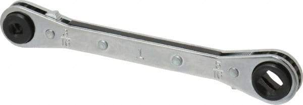 Lang - 1/4" & 3/16" Sq x 3/8" & 5/16" Sq 6 Point 4 in 1 Reversible Ratcheting Box Wrench - Double End, Steel - Apex Tool & Supply