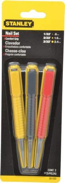 Stanley - 3 Piece, 1/32 to 3/32", Nail Punch Set - Comes in Carded - Apex Tool & Supply