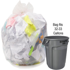 33 gal, .90 mil, Natural, 33″ × 39″ - Case of 150, Revolution Bag Hercules Recycled Low Density Can liners - Apex Tool & Supply