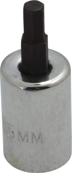 Proto - 3/8" Drive, 5mm Hex Bit Socket - 1-49/64" OAL, 3/4" Bit Length - Apex Tool & Supply