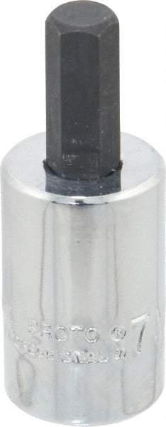 Proto - 3/8" Drive, 7mm Hex Bit Socket - 1-49/64" OAL, 3/4" Bit Length - Apex Tool & Supply