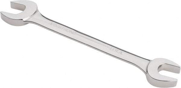 Armstrong - 5/8" x 3/4" Standard Open End Wrench - 7-7/8" OAL, Double End, Chrome Finish, 15° Head Angle - Apex Tool & Supply