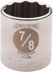 Armstrong - 7/8", 3/8" Drive, Standard Hand Socket - 12 Points, 1-13/64" OAL - Apex Tool & Supply
