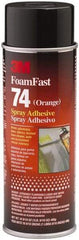 3M - 24 oz Aerosol Orange Spray Adhesive - High Tack, 170°F Heat Resistance, 40 Sq Ft Coverage, Medium Strength Bond, 15 min Max Bonding Time, Flammable, Series 74 - Apex Tool & Supply