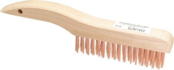 Ampco - 4 Rows x 16 Columns Bronze Shoe Handle Wire Brush - 10" OAL, 1-1/8" Trim Length, Wood Shoe Handle - Apex Tool & Supply