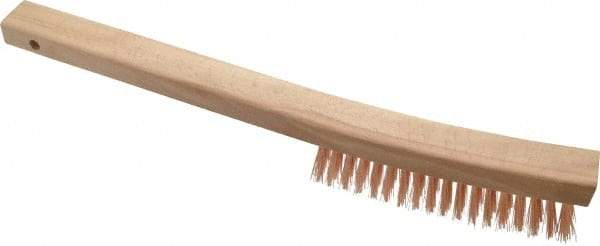 Ampco - 4 Rows x 19 Columns Bronze Curve-Handle Wire Brush - 13-3/4" OAL, 1-1/8" Trim Length, Wood Curved Handle - Apex Tool & Supply