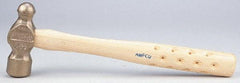 Ampco - 1-1/2 Lb Head Bronze Nonsparking Ball Pein Hammer - Hickory Handle - Apex Tool & Supply
